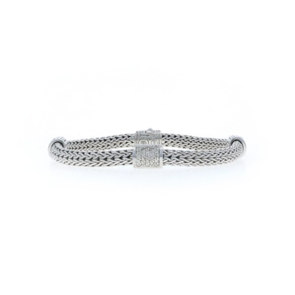 John Hardy Four Station Icon Diamond Bracelet 6 1/2" - Sterling 925 Round .75ctw - Picture 2 of 8